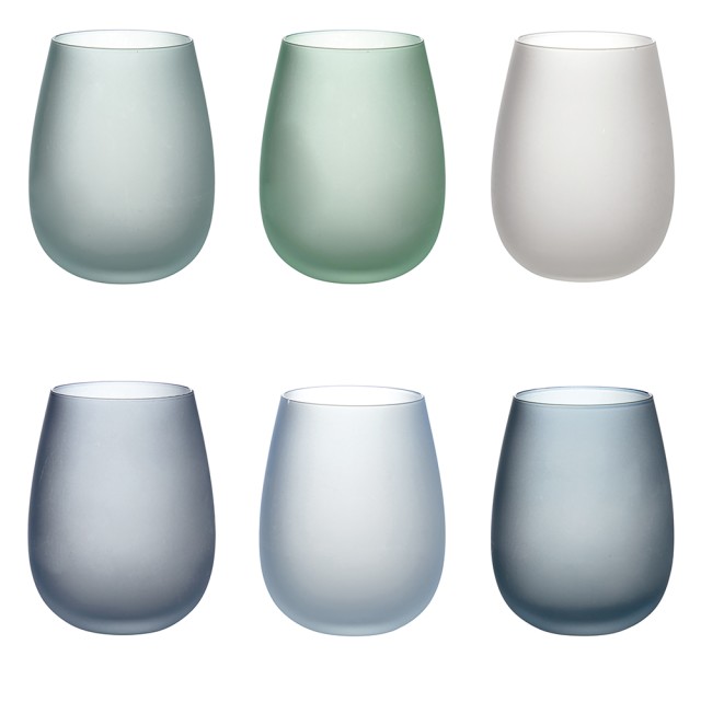 Villa DEste  Σετ 6 ποτήρια νερού 600 ml από γυαλί με εφέ frosted Happy Hour Ocean 5907742