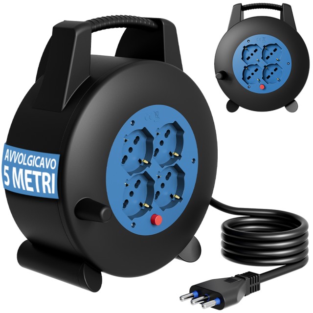 BAKAJI Πολύπριζο με Καλώδιο 5 Μέτρων και Διακόπτη Προστασίας, 4 Θέσεων 02002142