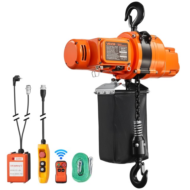 VEVOR Ηλεκτρικός Αλυσοφόρος Γερανός 500 kg, 6 m Ανύψωση, 230V Μονοφασικός με Ασύρματο Έλεγχο 100 m & Ενσύρματο Χειριστήριο 4.5 m GDSDDHLHLJCKCHUKB001V2