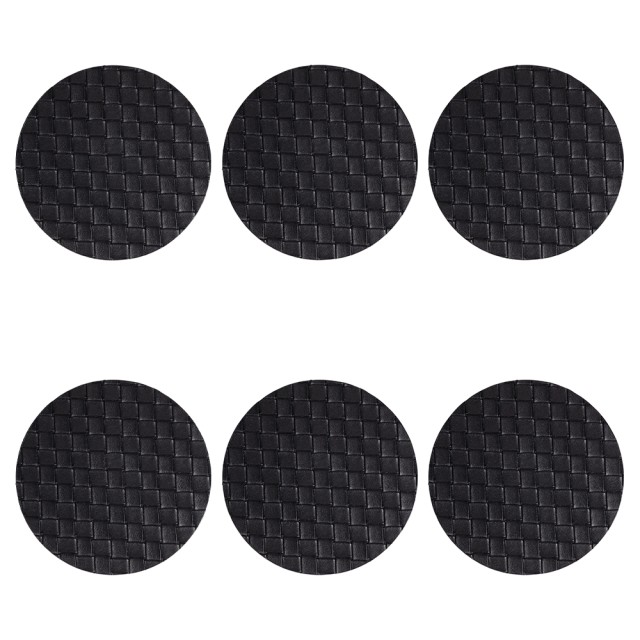 Villa dEste Home Σετ 6 Διπλής Όψεως Στρογγυλοί Σουβέρ Πλεγμένοι από PVC 10 cm Horeca Μαύρο 5921715