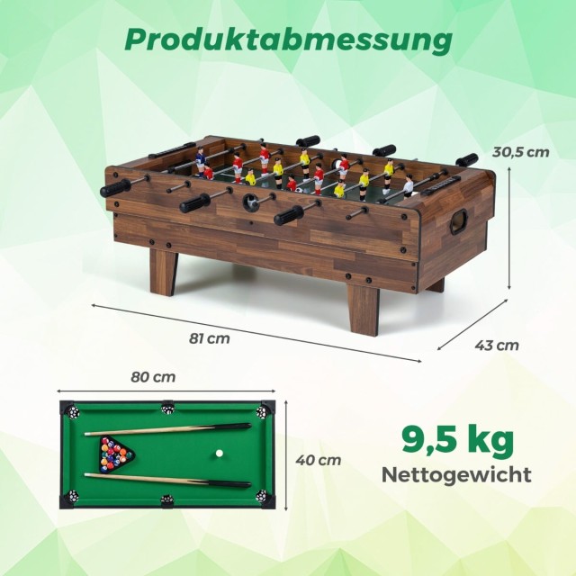 Costway Πολυλειτουργικός Τραπέζι 4 σε 1: Μπιλιάρδο, Πινγκ Πονγκ, Αεροχόκεϊ & Ποδοσφαιράκι - Φυσικό Ξύλο UY10059NA