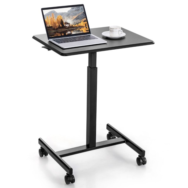 Costway Ρυθμιζόμενο Γραφείο Laptop με 4 Ρόδες, Μέγιστο Φορτίο 80 kg, Μαύρο JV11347DK
