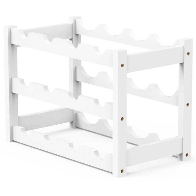 BAKAJI Λευκή Μπαμπού Κάβα Κρασιών με 12 Θέσεις για Μπουκάλια Ποτών 02841469