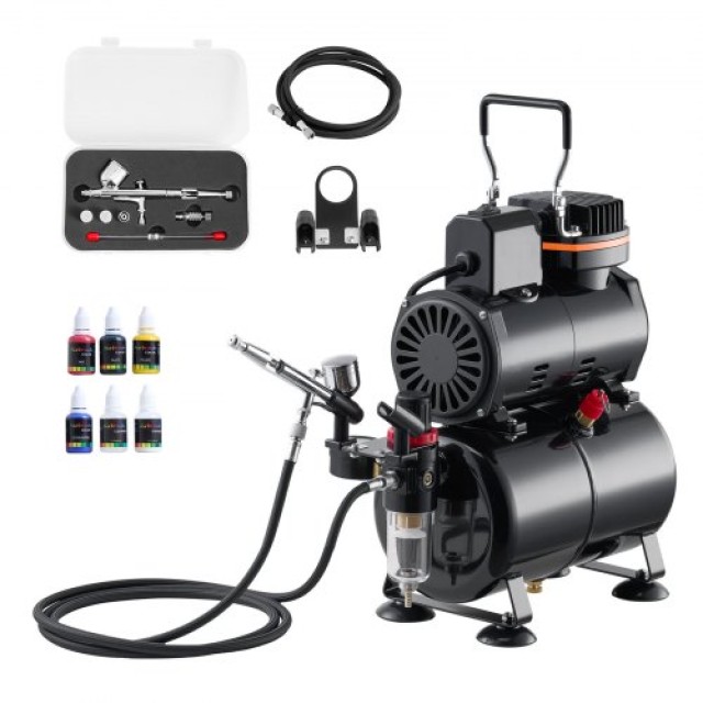VEVOR Σετ Αερογράφου με Κομπρεσέρ 1/6 HP, Δοχείο και Τρία Στόμια JCBTZW1OGYQGR6H0J001V2