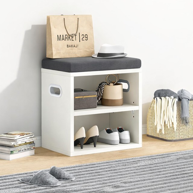 BAKAJI Λευκός Πάγκος Υποδοχής με Μαξιλαρωτή Επένδυση και Ράφι 44 x 30 x 40εκ 02001940