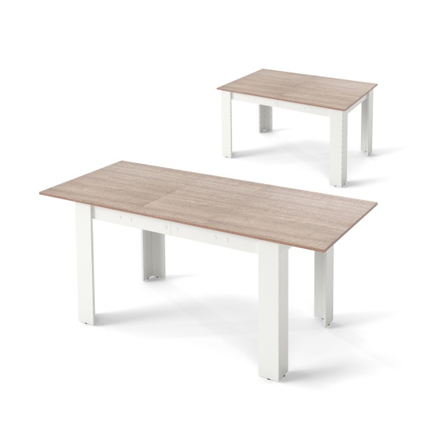 Costway Επεκτεινόμενο Τραπέζι Φαγητού Μοντέρνου Σχεδιασμού με Ρυθμιζόμενη Επιφάνεια & L-Σχήματος Πόδια Λευκό 158 x 70 x 76 εκ. KC57827BS