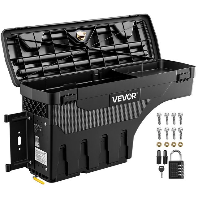 VEVOR Κουτί αποθήκευσης καρότσας 25L από ABS, αδιάβροχο, με αντικλεπτική κλειδαριά συνδυασμού, για Dodge Ram 1500 2019-2023, αριστερά. KCLJGDODGERAMACUN002V0
