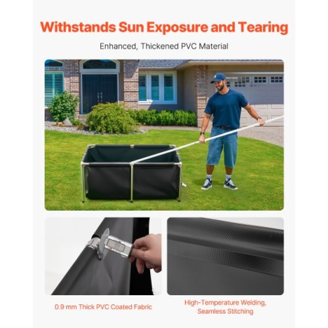 VEVOR Υφασμάτινη Δεξαμενή Ψαριών Πάνω από το Έδαφος 126.8 Γαλ Πορτατίφ DSYCLSWTMC12TMMH9002V0