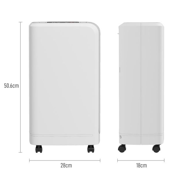 HOMCOM Φορητός Αφυγραντήρας Touch 12L με Σωλήνα Αποστράγγισης, Χρονοδιακόπτη και Φίλτρο, από ABS, 28x18x50.6 cm, Λευκός 821-035V90WT