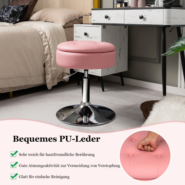 Costway  Πολυλειτουργικό Σκαμπό Μακιγιάζ με Ρυθμιζόμενο Ύψος και Αποθηκευτικό Χώρο JV10540PI