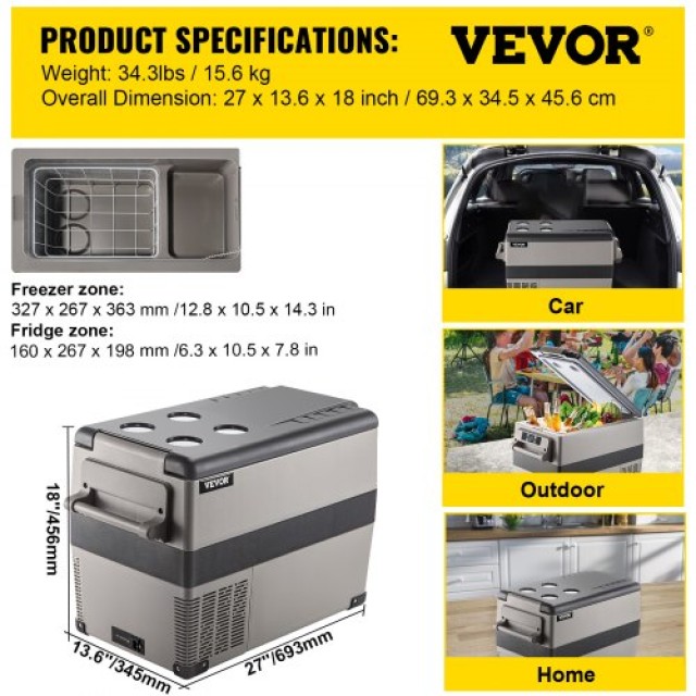 Φορητό Μικρό Ψυγείο Αυτοκινήτου VEVOR 45L 12V AC/DC BX-YSSCZBXSH-CF45V2