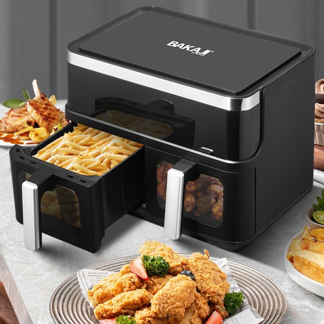 BAKAJI Φριτέζα Αέρος με Διπλό Καλάθι XXL 12 L Airfryer Χωρίς Λάδι Οθόνη LED 02841438