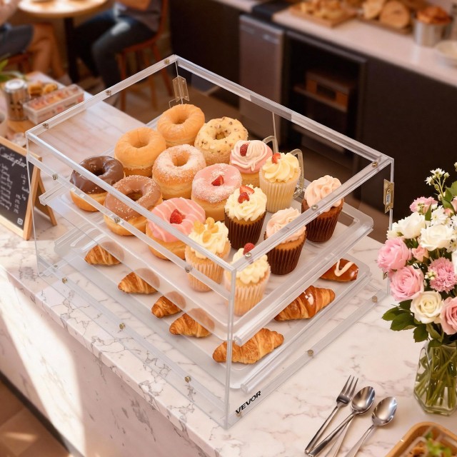 VEVOR Διόροφος Βιτρίνα Αρτοποιίας από Ακρυλικό, 526x400x305 mm, με Μαγνητική Πίσω Πόρτα MBZSJYKLTX2CM8YGC001V0