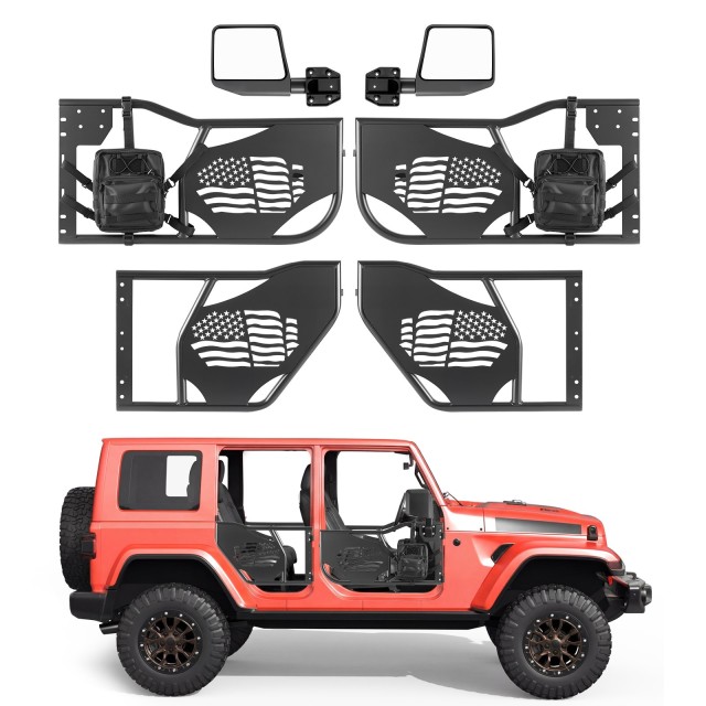 VEVOR Τζιπ Σωληνωτές Πόρτες, 4-Θύρες, Συμβατές με Jeep Wrangler JK Unlimited 2007-2018, από Ατσάλι με Πιστοποιημένους Καθρέφτες JPC4MCXJEEPWLPMA2001V0