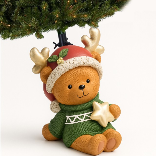 BAKAJI Βάση Αρκουδάκι Χριστουγεννιάτικη Υποστήριξη με Πουλόβερ και Σκουφάκι 36 εκ. 02001561