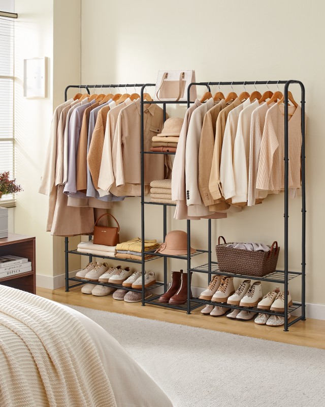 SONGMICS Μεταλλική Κρεμάστρα Ρούχων 29 x 183 x 158.4 cm με Ράφια Αποθήκευσης LGR463B01V1