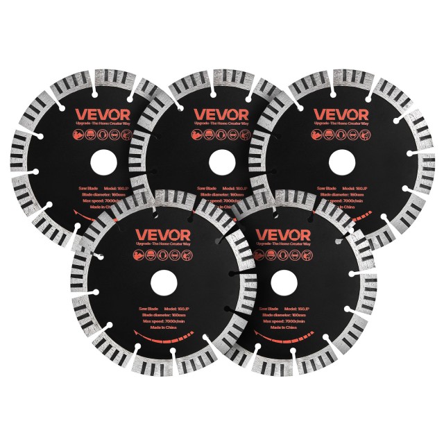 VEVOR Διαμαντοδίσκοι 160 mm 5 τμχ για Wall Chaser, Φ22,2 mm, για Ξηρή/Υγρή Κοπή HNTJDP160MM0CNCGN001V0