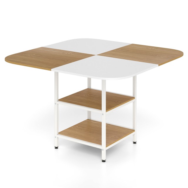 Costway Τραπέζι Κουζίνας/Τραπεζαρίας με 2 Ράφια – Τετράγωνο Τραπέζι για 4 Άτομα για την Τραπεζαρία JV13609NA