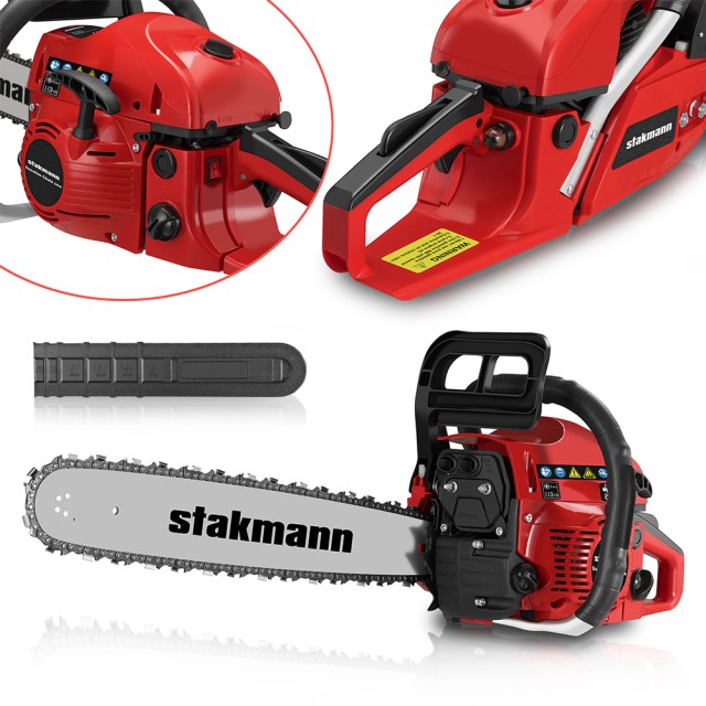 STAKMANN Βενζινοκίνητο Αλυσοπρίονο 2 Χρόνων 62 cc Λάμα 50 cm Κοπή Ξύλων Κλαδιών EasyStart 02841555