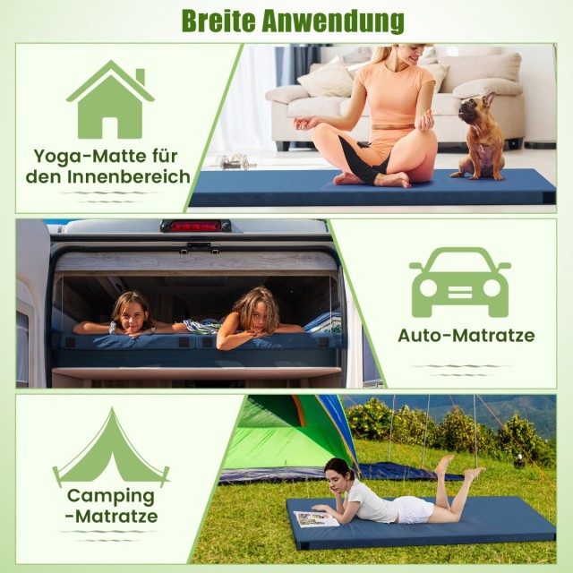 Costway Άνετο Στρώμα Κάμπινγκ 188 x 78 x 6,5 cm με Αδιάβροχο Ύφασμα, Memory Foam και Αντιολισθητική Βάση NP11815NY