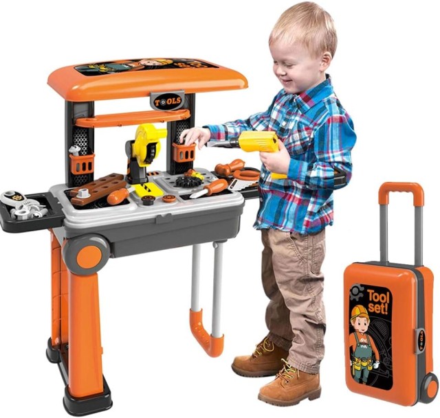 BAKAJI Πτυσσόμενο Εργαλειοφόρο Καρότσι Παιχνίδι για Παιδιά - Ιδέα Δώρου με Εργαλεία 53 x 38 x 63 cm 02839779