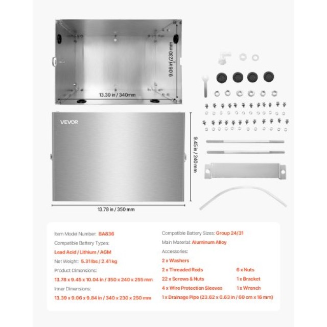 VEVOR Κουτί Μπαταρίας Αλουμινίου Ομάδας 24/31 για Εκτός Δρόμου Αγωνιστικά & Φορτηγά DCHJSDCH2427J5FSM001V0