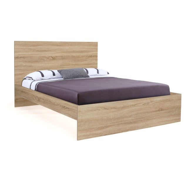 Διπλό Κρεβάτι Oklahoma με Κεφαλάρι & Βάση σε Απόχρωση Οξιάς - 160x200 cm 30130430 Idomya