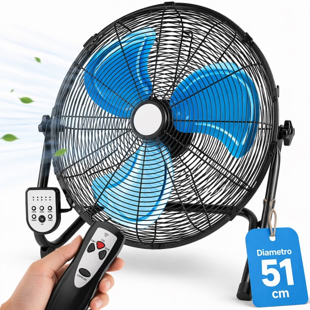 BAKAJI Ανεμιστήρας Δαπέδου με Πτερύγια 51 εκ., Τηλεχειριστήριο, Αθόρυβη Λειτουργία, Ρυθμιζόμενη Κλίση 02002234