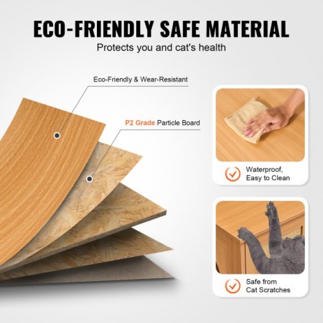 Κρυφή Ξύλινη Λεκάνη Απορριμμάτων VEVOR για 2 Γάτες JSDMMSPWQ472W1G51V0