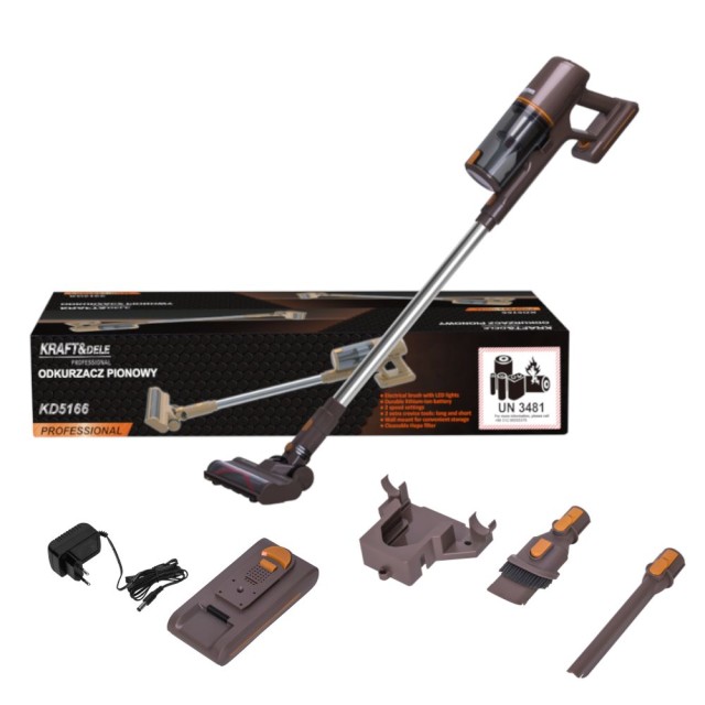 Kraft&Dele Επαναφορτιζόμενη Σκούπα Stick 2 σε 1  (25.2V, 2500mAh) KD-5166