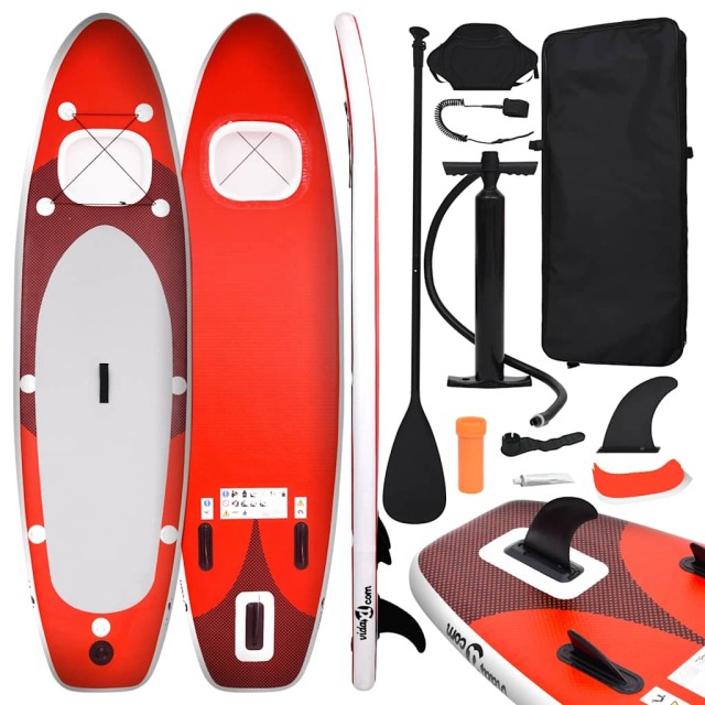 vidaXL Σανίδα SUP Φουσκωτή Σετ Κόκκινη 300 x 76 x 10 εκ. 93382