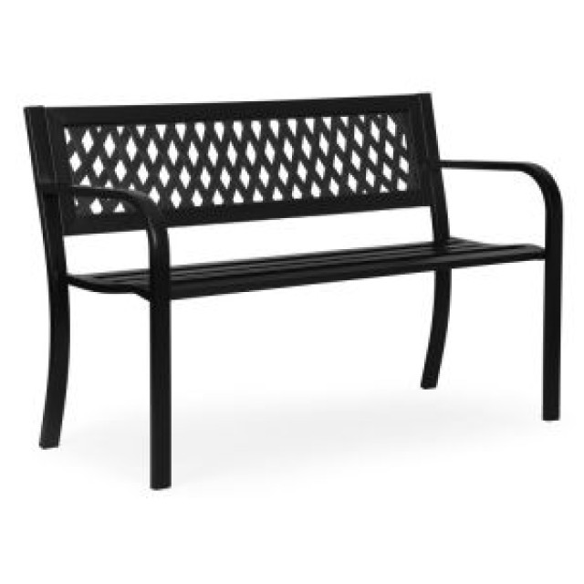 MULTIGARDEN Μεταλλικό παγκάκι κήπου με διάτρητη πλάτη 120x50 εκ. μαύρο, MultiGarden WYI-XG201