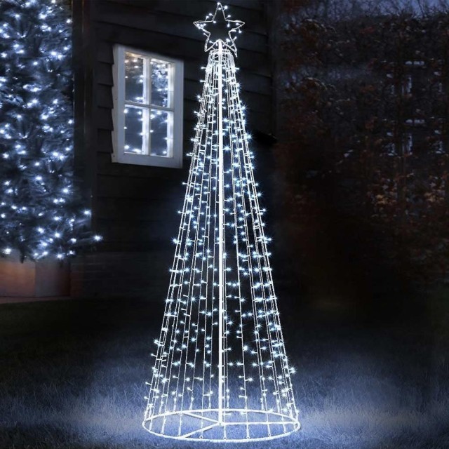 BAKAJI  Φωτεινό Χριστουγεννιάτικο Δέντρο 224cm 592 LED Ψυχρό Λευκό 8 Εφέ Φωτισμού Μεταλλικό Εξωτερικού Χώρου  02826170