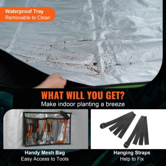 VEVOR Θερμοκήπιο 3x3μ, Ανακλαστικό 600D Mylar με Παράθυρο & Δίσκο  ZZZPJSJSJTHSL5FS4V0