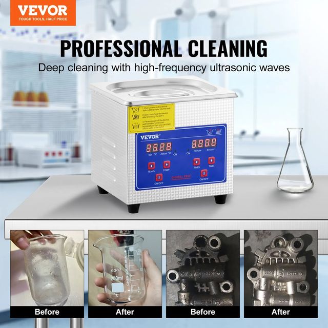 VEVOR 1.3L Υπερηχητικό Καθαριστικό με Ψηφιακό Χρονοδιακόπτη για Κοσμήματα JPS-08ACSBQXJ0001V2