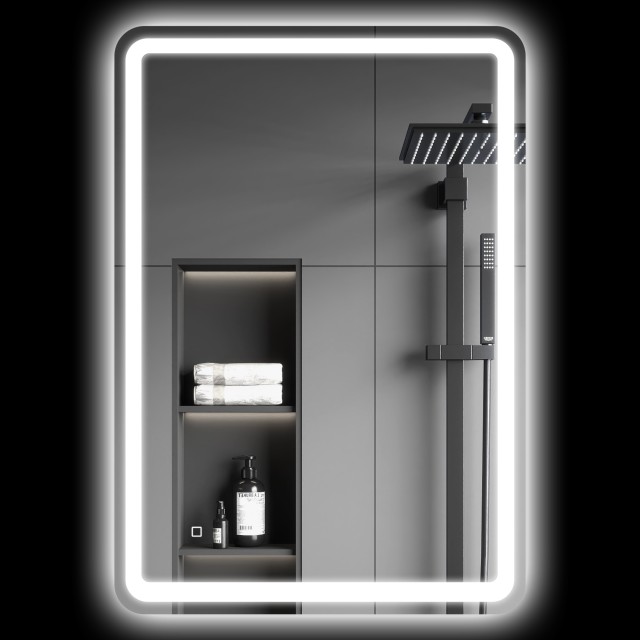 HOMCOM Καθρέφτης Μπάνιου LED 70x100cm με Touch και Αντιθαμβωτική Λειτουργία 834-660V93SR