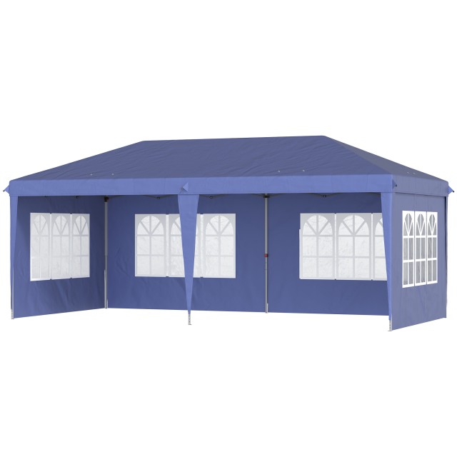 Outsunny Garden Gazebo 6x3 m ρυθμιζόμενο ύψος με αφαιρούμενους τοίχους, σε ατσάλι και πολυεστέρα, μπλε 84C-431V00BU