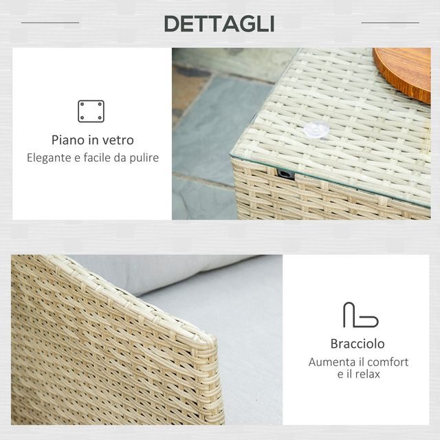 Outsunny 7 τεμαχίων Modular PE Rattan Garden Lounge σετ με μαξιλάρια, μπεζ 860-253V00BG
