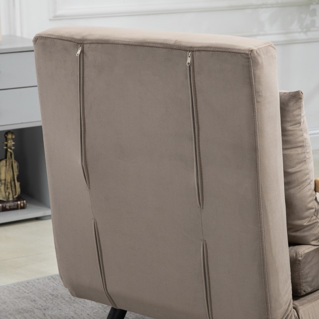 HOMCOM 3 σε 1 Επενδεδυμένο κρεβάτι πολυθρόνας με ανακλινόμενη πλάτη σε 5 θέσεις και μαξιλάρι, 63x73x81 cm, γκρι 839-834V00LG