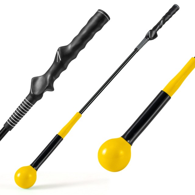 Costway Βοηθητικό εργαλείο εκπαίδευσης κίνησης γκολφ 80cm με βάρους κεφαλή για κράτημα, ρυθμό, ευελιξία, ισορροπία - Κίτρινο SP38643YE