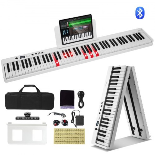 VEVOR  Φορητό Πιάνο 88 Πλήκτρων Bluetooth MIDI Λευκό  ZDSMGQ88JBSWOIOKJV9