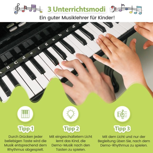 Costway Παιδικό Παιχνίδι Πιάνο με 37 Πλήκτρα και LED Φωτισμό - Πολυλειτουργικό Μουσικό Όργανο με Μικρόφωνο και MP3 Σύνδεση TM10061DK