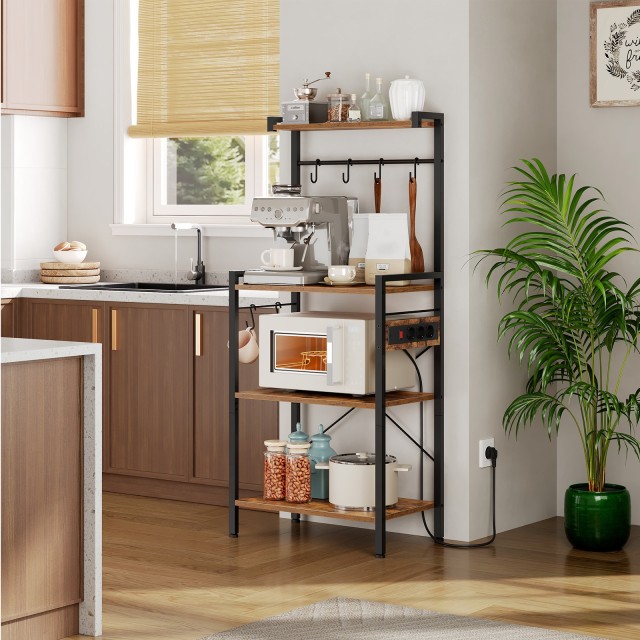 HOOBRO Εταζέρα Κουζίνας Ρουστίκ Καφέ 58x35x134 εκ. EBF04CHB01