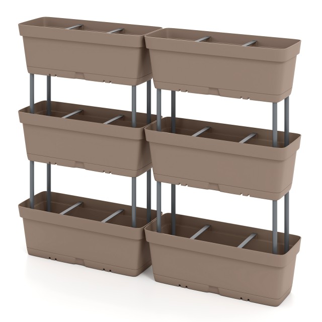 Costway Σετ 6 DIY Γκρίζες Ζαρντινιέρες 49 εκ. με Αποστραγγιστικό Σύστημα HZ10344GR-EU