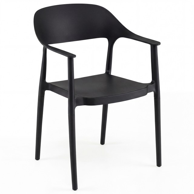 Costway Στοιβαζόμενες πλαστικές καρέκλες τραπεζαρίας και κουζίνας έως 150 κιλά, μαύρες, 83 x 53 x 57 cm JV13695DK-1