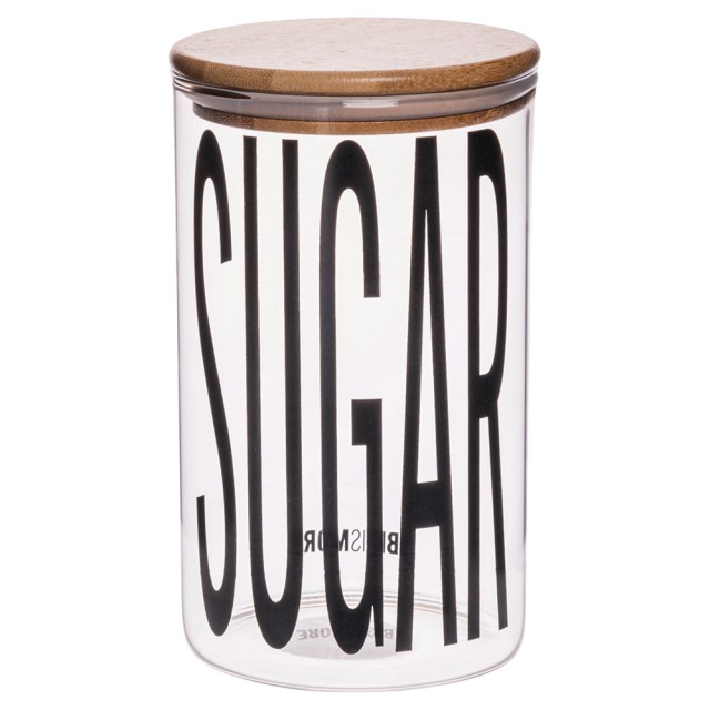 Villa DEste  Γυάλινο βάζο ζάχαρης 1 L με διαφανές καπάκι από μπαμπού Bigismore 5920975