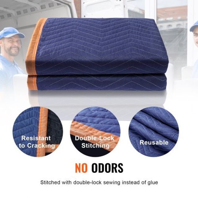 Κουβέρτες Μετακόμισης VEVOR, 80 x 72, 35 lbs/dz, 12τμχ, Μπλε/Πορτοκαλί DCBYT80X72INUDL28V0