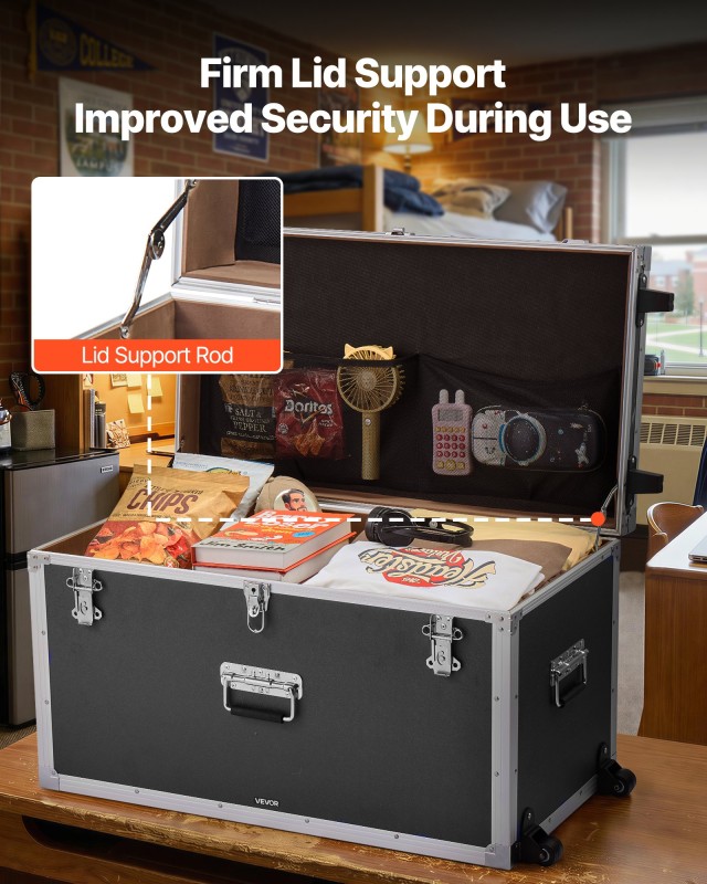 VEVOR Σετ Μεταλλικών Κουτιών Αποθήκευσης, Ξύλινα Κουτιά με Κλειδαριές, Διακοσμητικά Μαύρα Μπαούλα DXJSCWX2833ISNVYL001V0