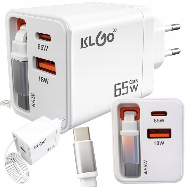 Verk Group  Γρήγορος Φορτιστής 65W USB με Καλώδιο USB-C Συμβατός με Όλες τις Συσκευές 5907451385364