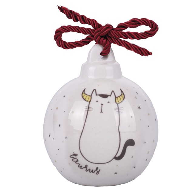 Villa dEste Home Κεραμική Χριστουγεννιάτικη Μπάλα Oroscocats Ταύρος 5917881